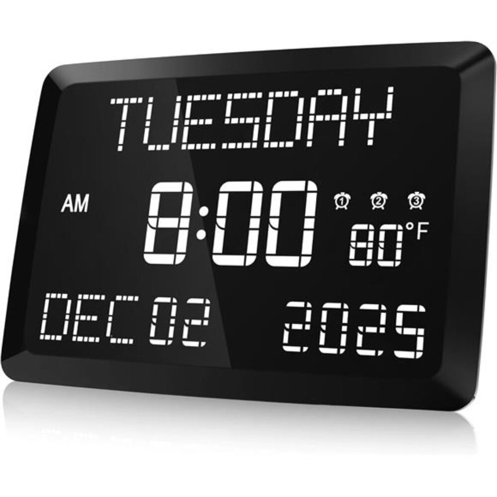 Digital Clock 11.5" Large Display Calendar Clock with Day and Date For Home